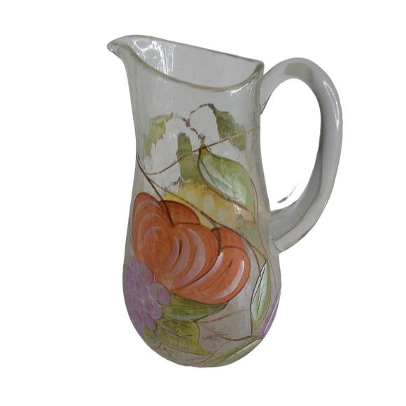 Vintage American Atelier Pompeii Fruit Crackle Pitcher Carafe Jug - Picture 1 of 6